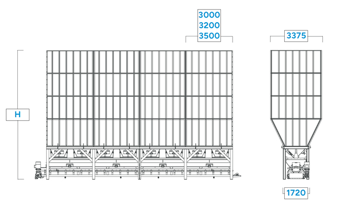 Inline hoppers technical drawing