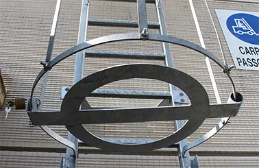 Safety railings and ladders for silos